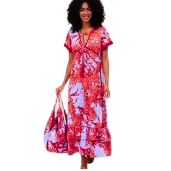 Woman’s  Maxi  Dress Deep  V-neck  with Cut Out Work in Bodice NWT - Picture 1 of 13